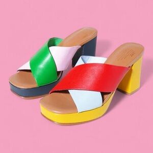 Charlotte Stone Multicolor Block Heel Mules